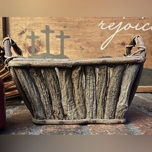 Rustic Adirondack Style Bark and Twig Gathering Basket